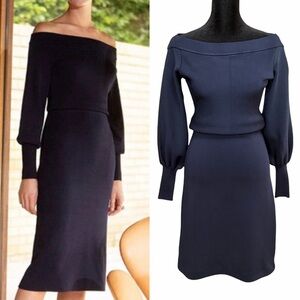 The Fold London Toulouse Dress Navy Blue Knit Quiet Luxury Long Sleeve Small